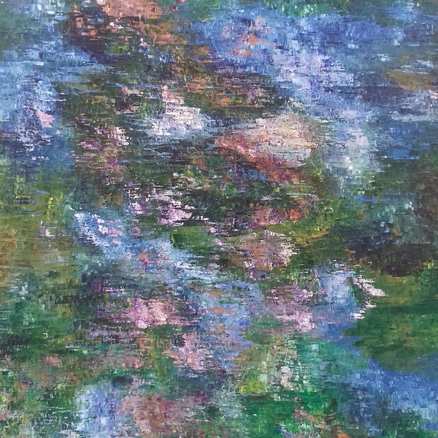 ORIGINAL HANDMADE LILY POND KNIFE PAINTING