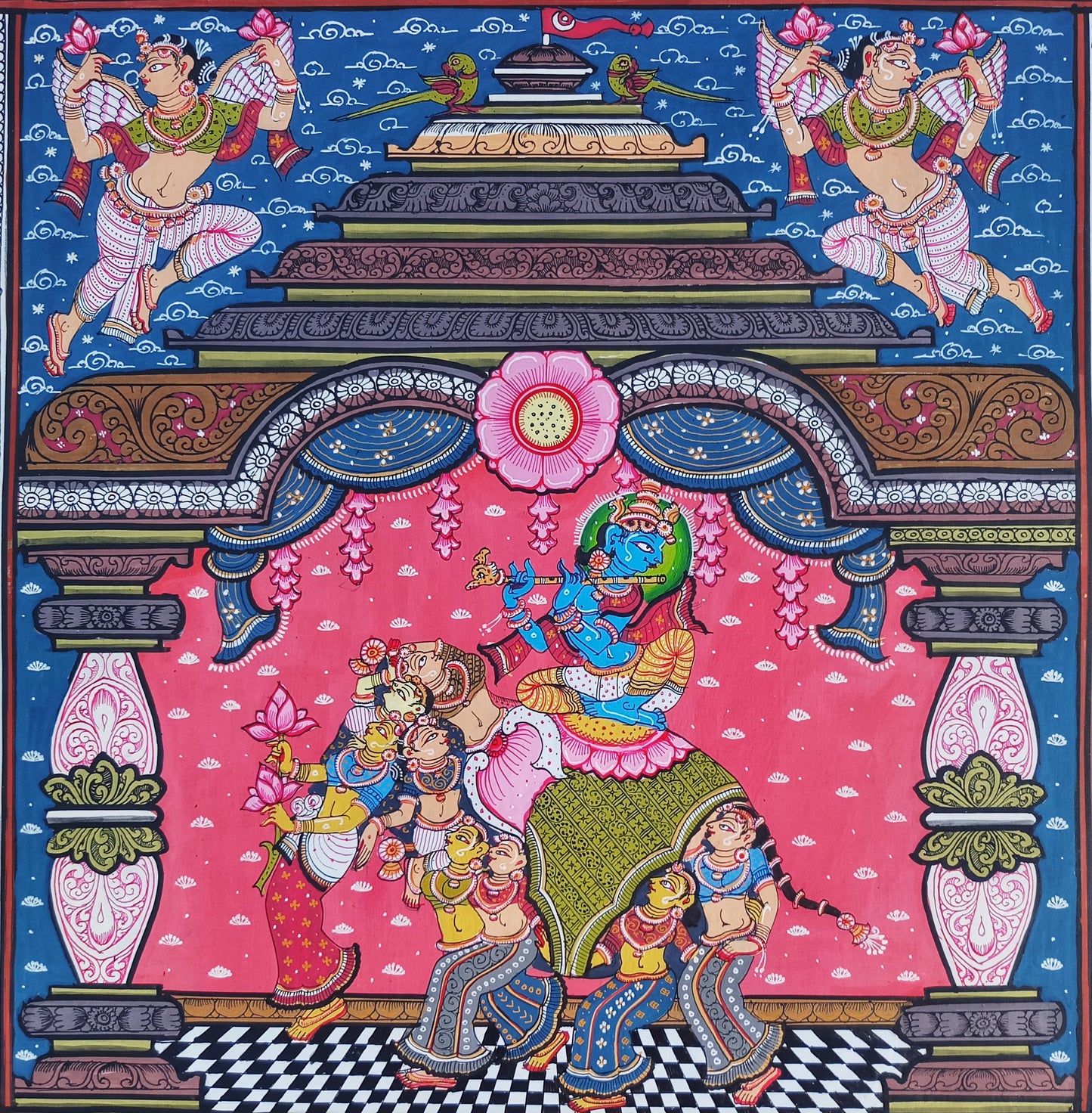 ORIGINAL HANDMADE MADHURAM KRISHNA PATTACHITRA PAINTING