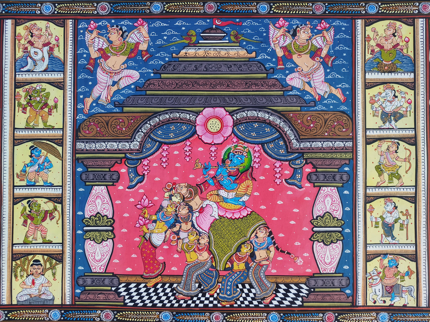 ORIGINAL HANDMADE MADHURAM KRISHNA PATTACHITRA PAINTING