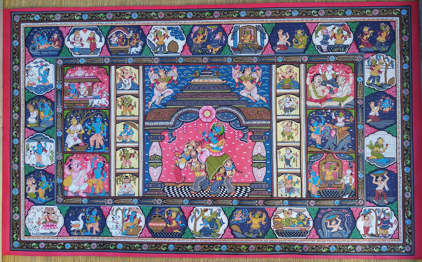 ORIGINAL HANDMADE MADHURAM KRISHNA PATTACHITRA PAINTING