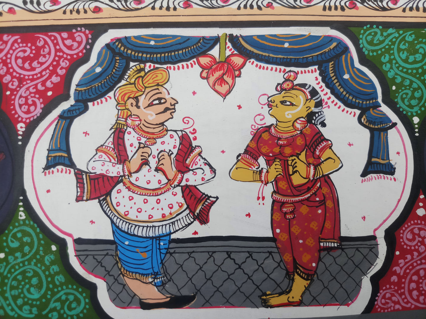 ORIGINAL HANDMADE MADHURAM KRISHNA PATTACHITRA PAINTING