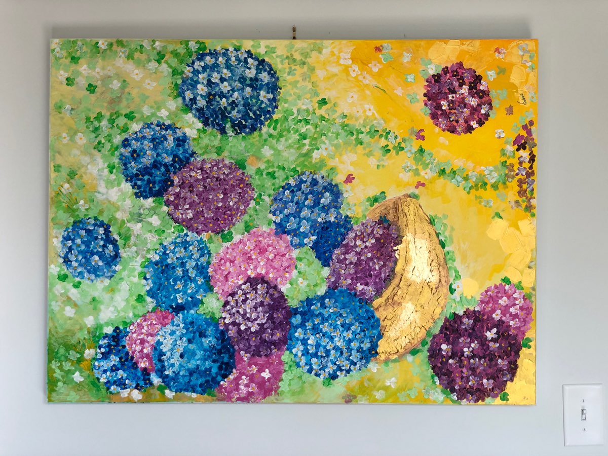 ORIGINAL HANDMADE HAPPY HYDRANGEAS PAINTING