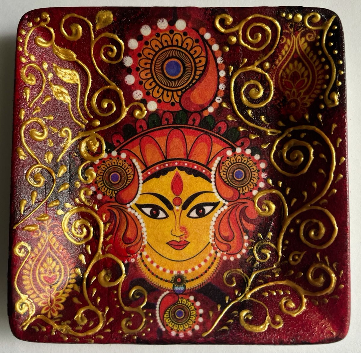 HANDPAINTED DECOUPAGE DURGA MAA PLATE