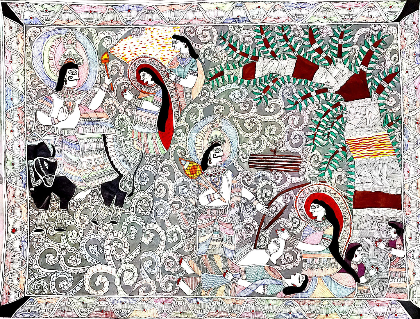 ORIGINAL HANDMADE VAT SAVITRI POOJA MADHUBANI PAINTING