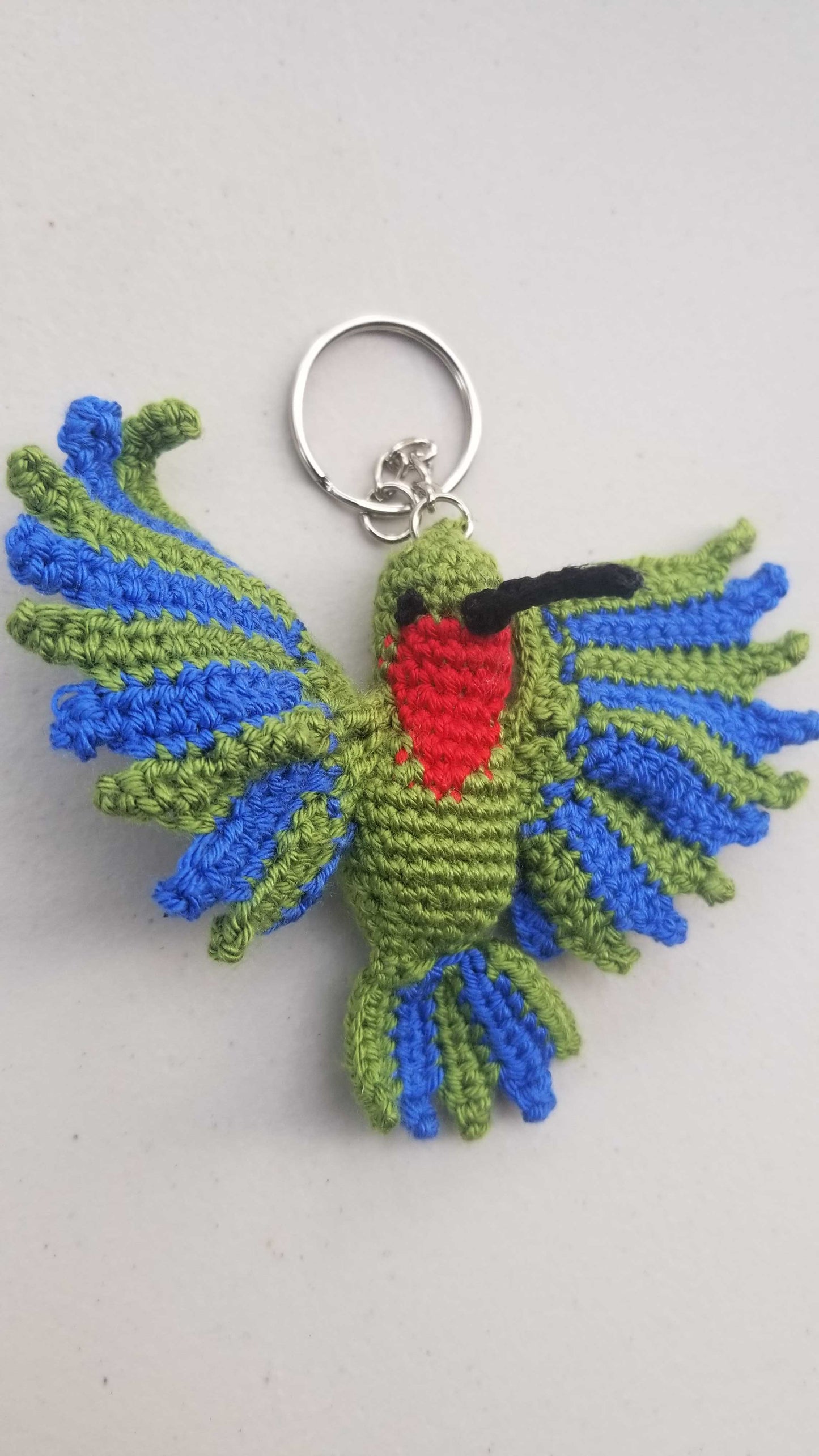ORIGINAL HANDMADE CROCHET HUMMINGBIRD KEYCHAIN