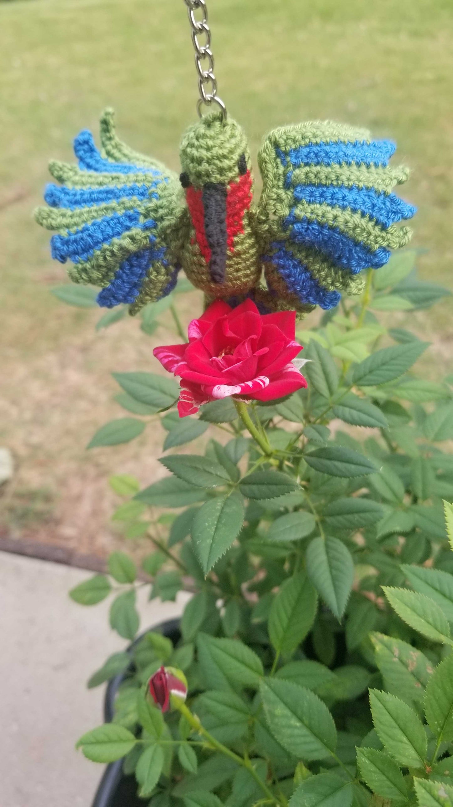 ORIGINAL HANDMADE CROCHET HUMMINGBIRD KEYCHAIN