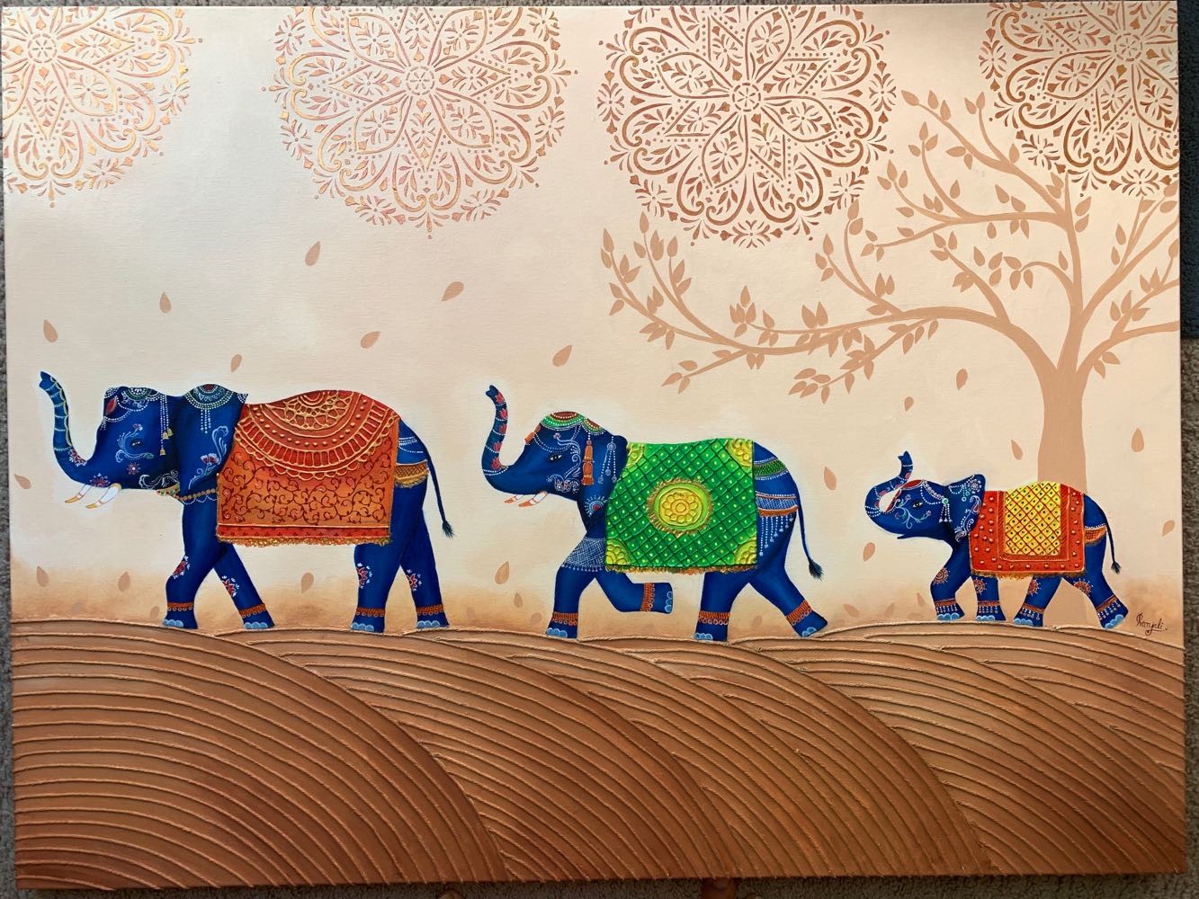 Original Handmade Royal Family Walk Painting