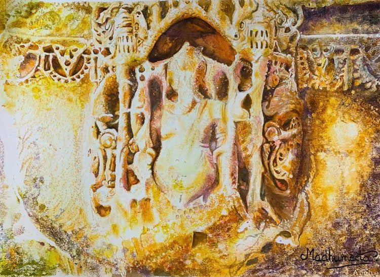 ORIGINAL HANDMADE GANESHA WATERCOLOR PAINTING