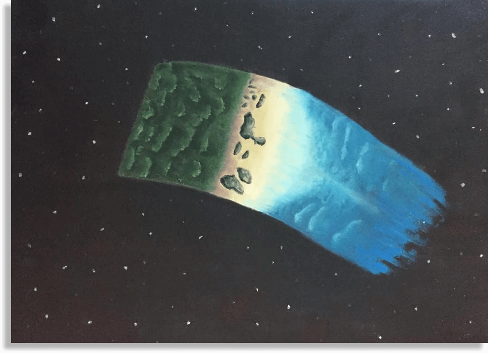 ORIGINAL HANDMADE EARTH IN SKY OIL CANVAS PAINTING