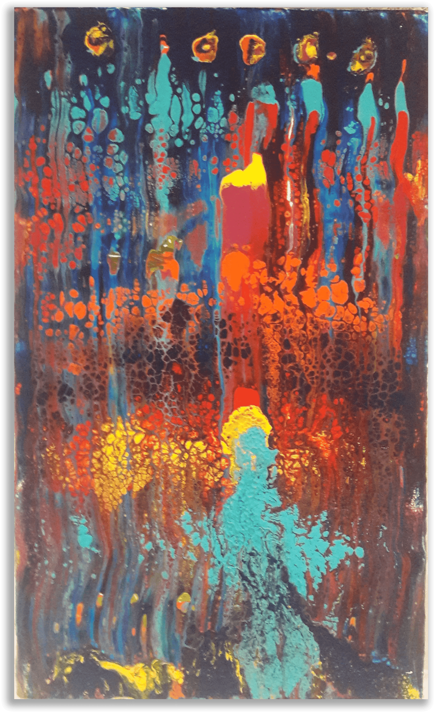 ORIGINAL HANDMADE RUNNING OF COLOR ABSTRACT PAINTING