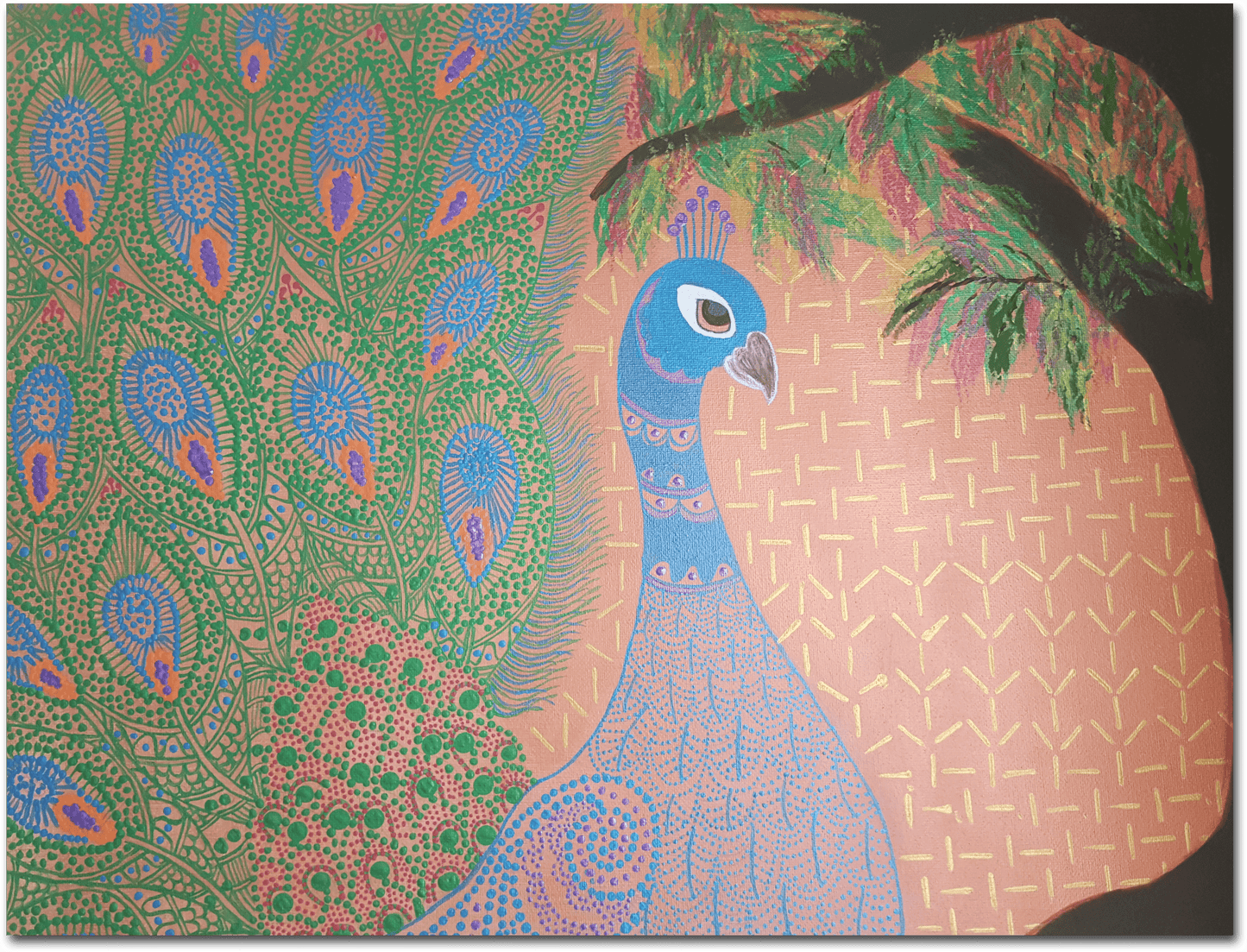 ORIGINAL HANDMADE PEACOCK MANDALA ACRYLIC PAINTING
