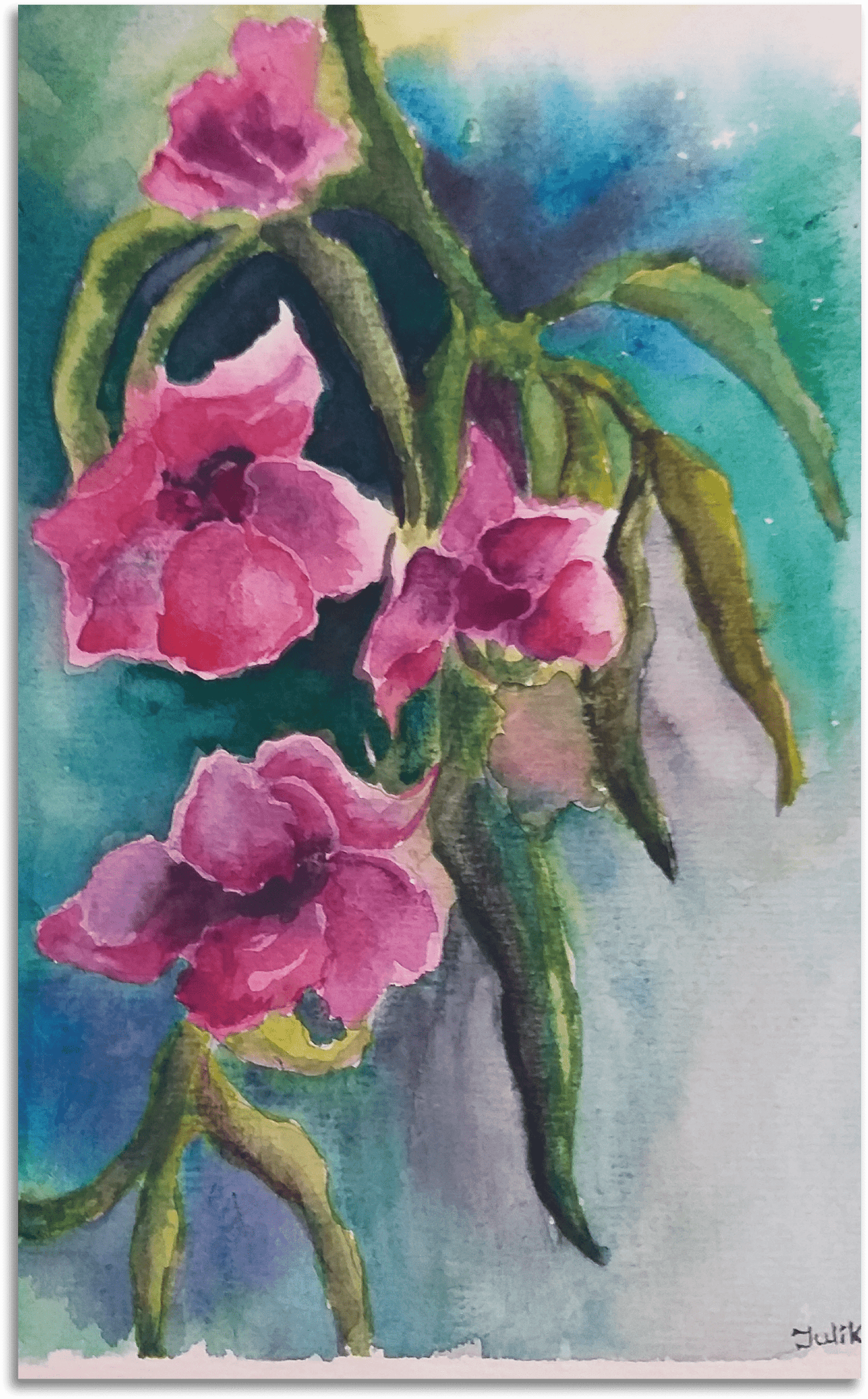 ORIGINAL HANDMADE COLORFUL FLOWERS PAINTING