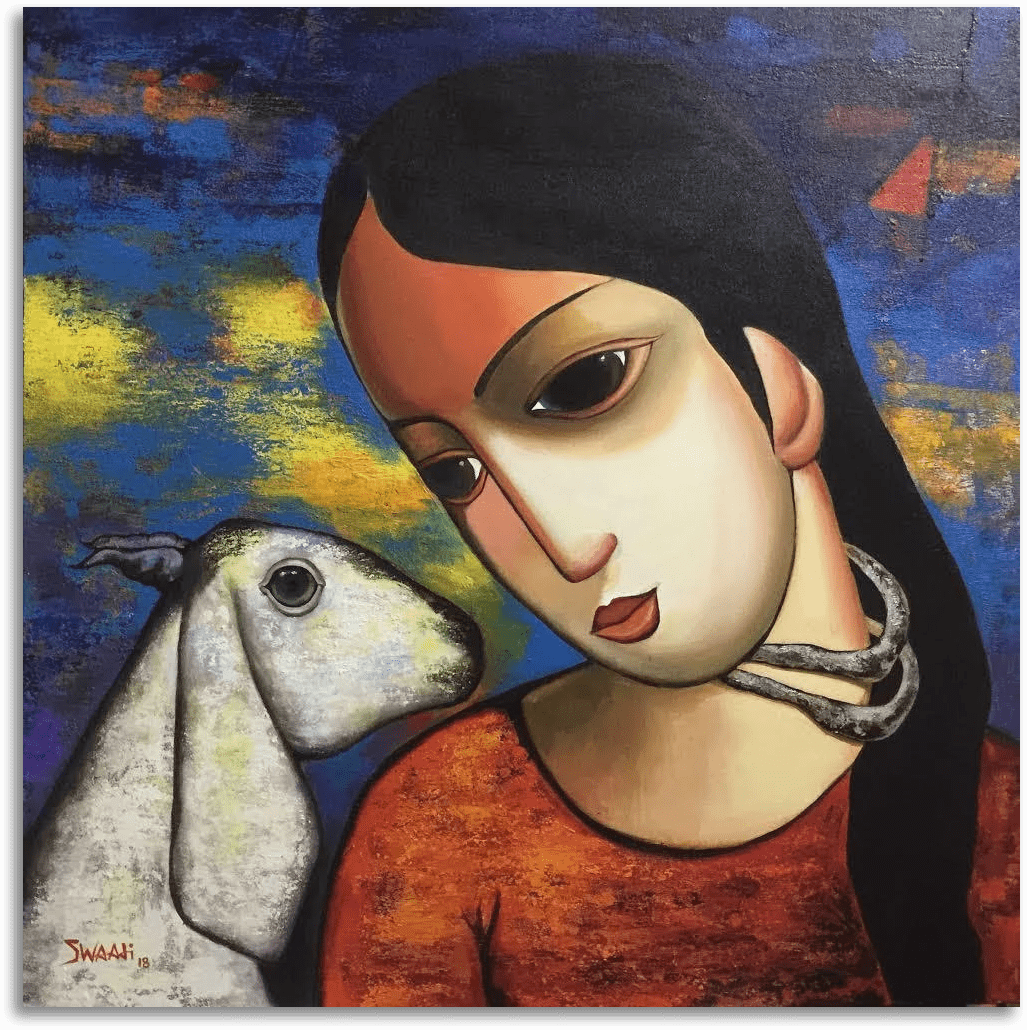 ORIGINAL HANDMADE RADHA ACRYLIC PAINTING