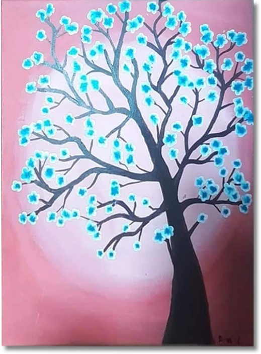 ORIGINAL HANDMADE BLOSSOMING TREE ACRYLIC PAINTING