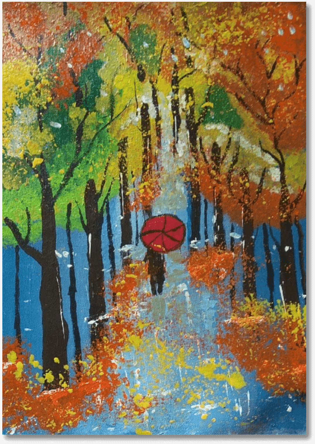 Original Handmade Rainy evening Acrylic Painting
