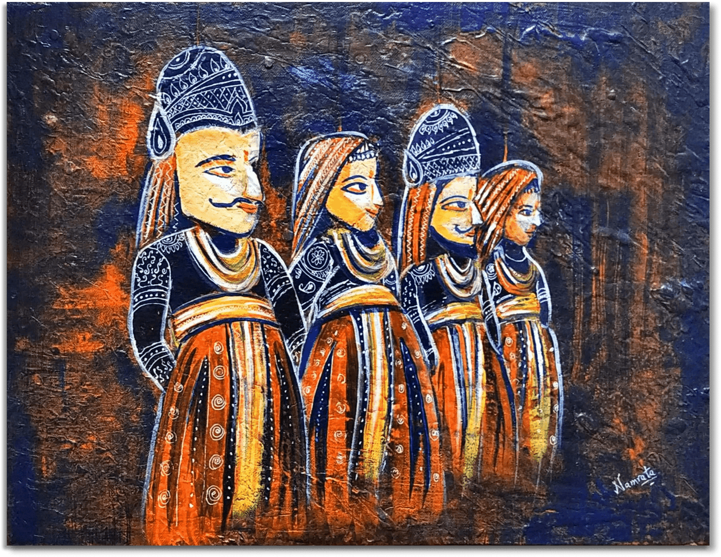 ORIGINAL HANDMADE RAJASTHANI KATHPUTLI MIXED MEDIA ARTWORK
