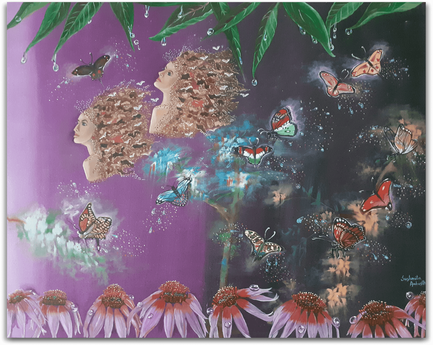 ORIGINAL HANDMADE LET YOUR MINDS FLY OIL PAINTING