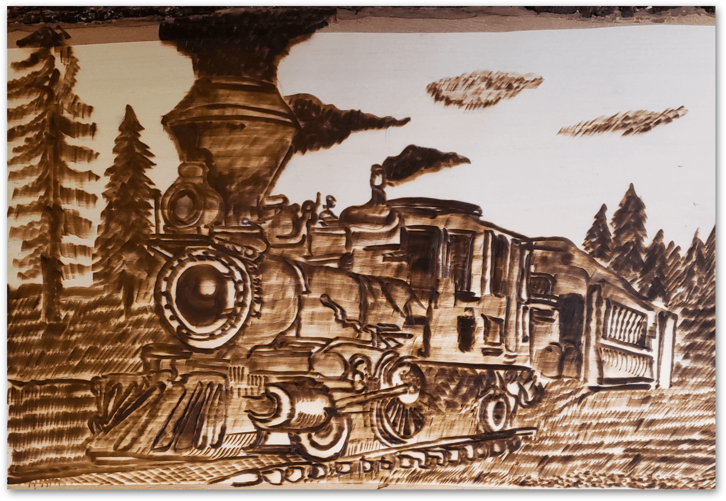 ORIGINAL HANDMADE RUNNING TRAIN WALL ART