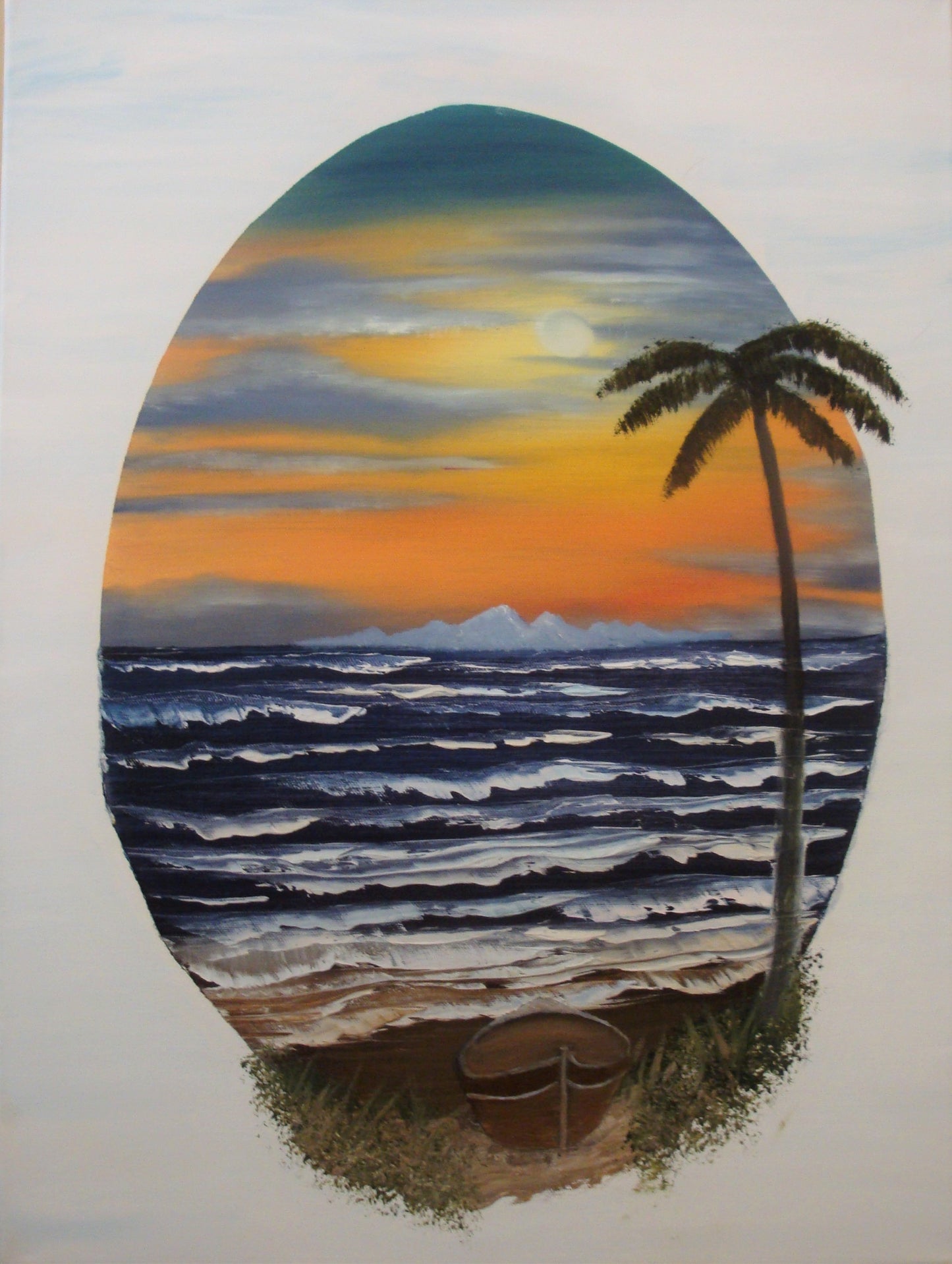 ORIGINAL HANDMADE PORTHOLE TO PARADISE PAINTING
