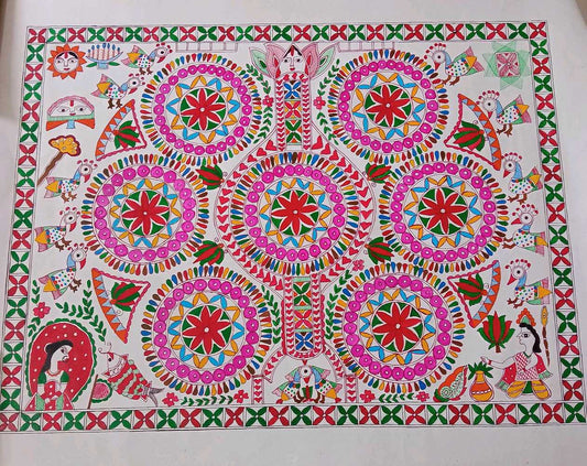 ORIGINAL HANDMADE KOHBAR MADHUBANI PAINTING