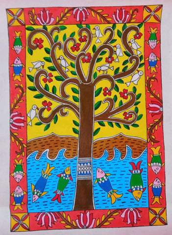 Original Handmade Madhubani Tree of Life Painting