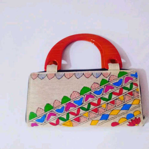 Handpainted Madhubani Jute Handle Bag