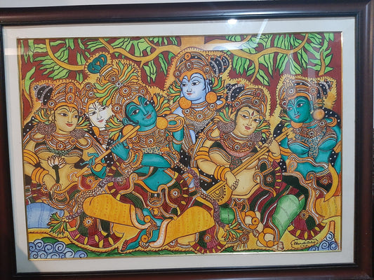 ORIGINAL HANDMADE RADHAMADHAVAM KERALA MURAL PAINTING