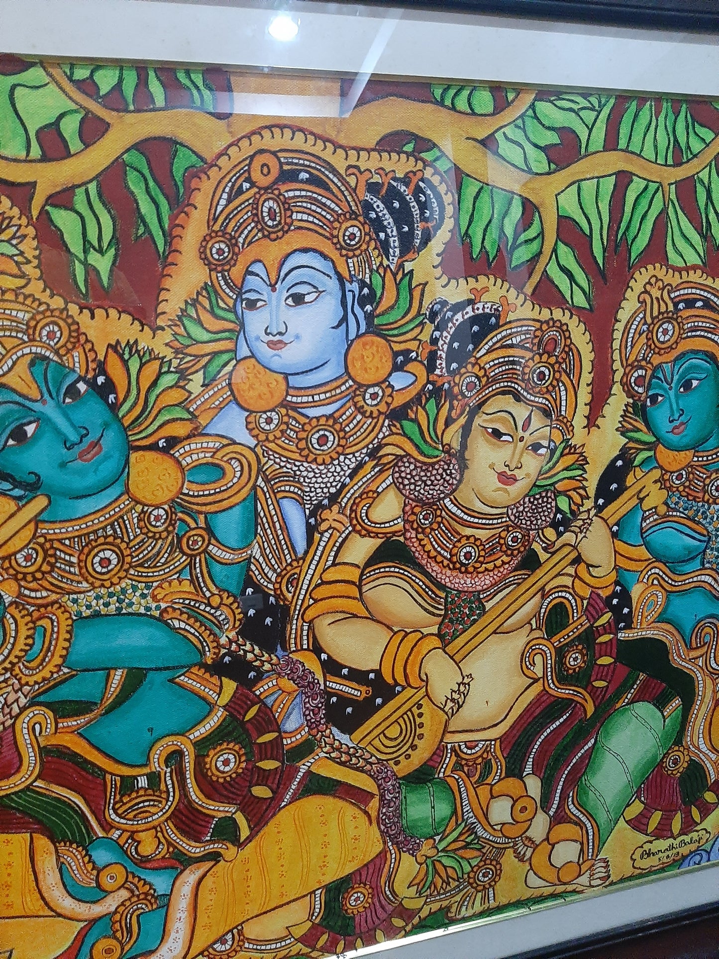 ORIGINAL HANDMADE RADHAMADHAVAM KERALA MURAL PAINTING