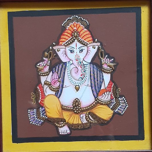 ORIGINAL HANDMADE MINI GANESHA MYSORE PAINTING