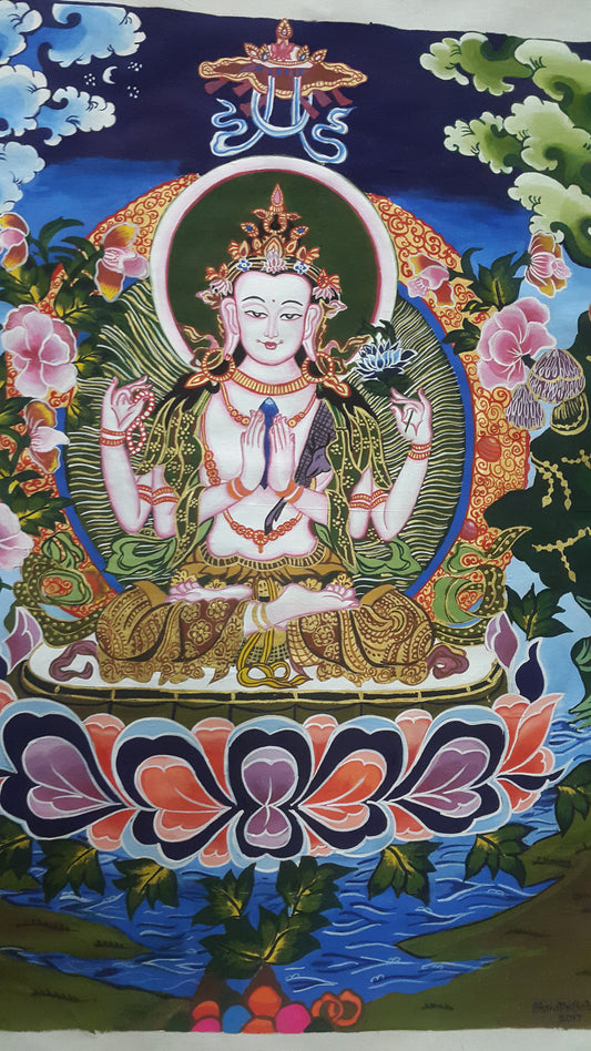 ORIGINAL HANDMADE THANGKA BUDDHA PAINTING