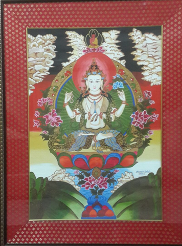 ORIGINAL HANDMADE THANGKA COLORFUL BUDDHA PAINTING