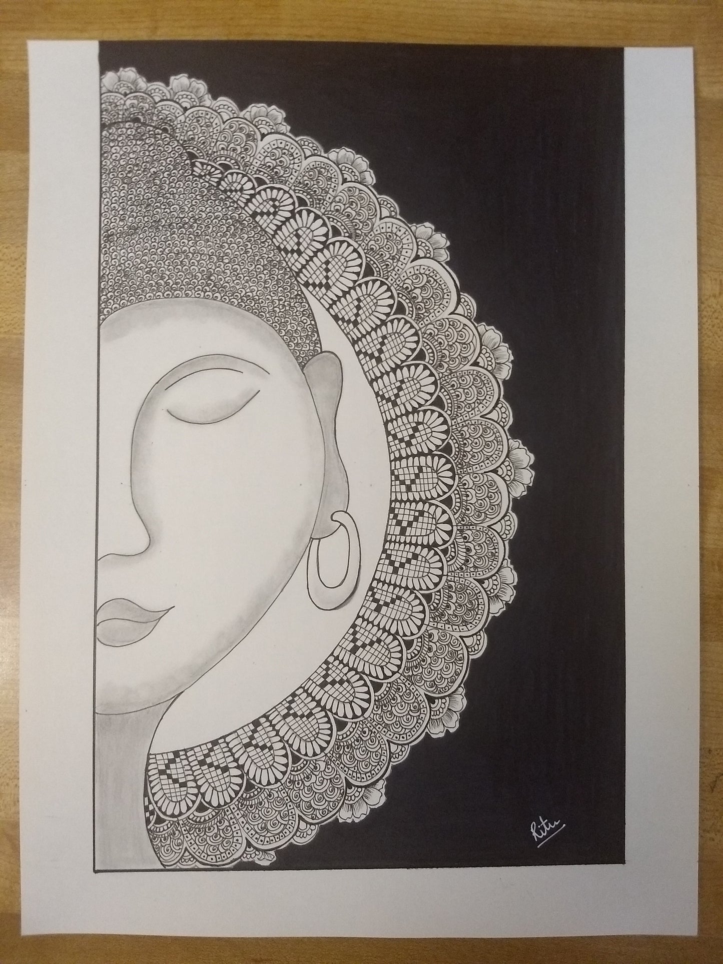 ORIGINAL HANDMADE ZENTANGLE BUDDHA