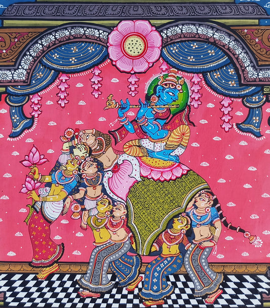 ORIGINAL HANDMADE MADHURAM KRISHNA PATTACHITRA PAINTING