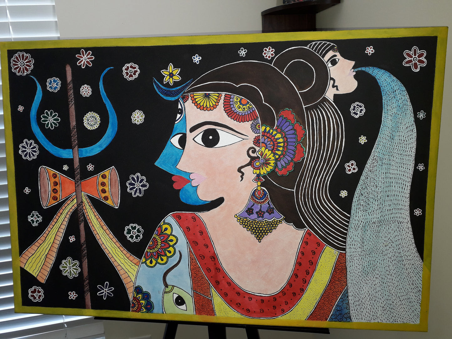 ORIGINAL HANDMADE ARDHNARESHWAR MADHUBANI STYLE PAINTING