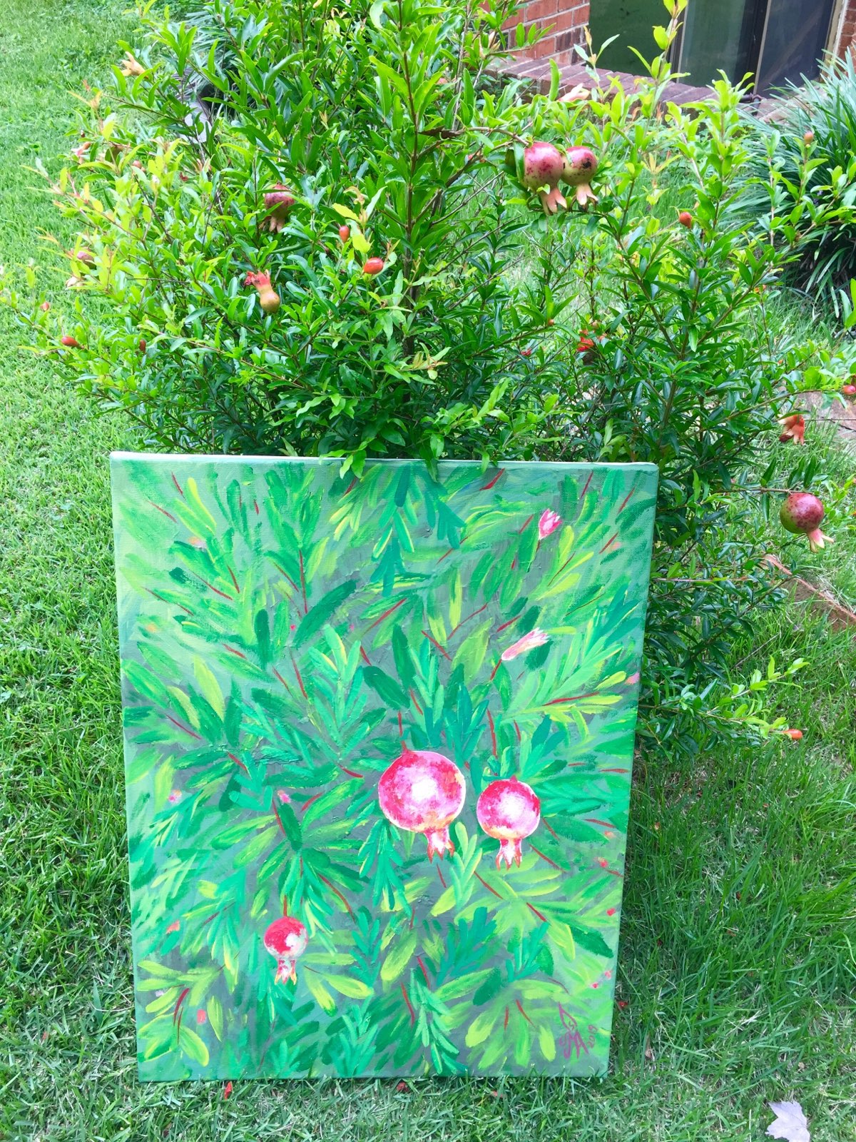 ORIGINAL HANDMADE ACRYLIC POMEGRANATE TREE PAINTING