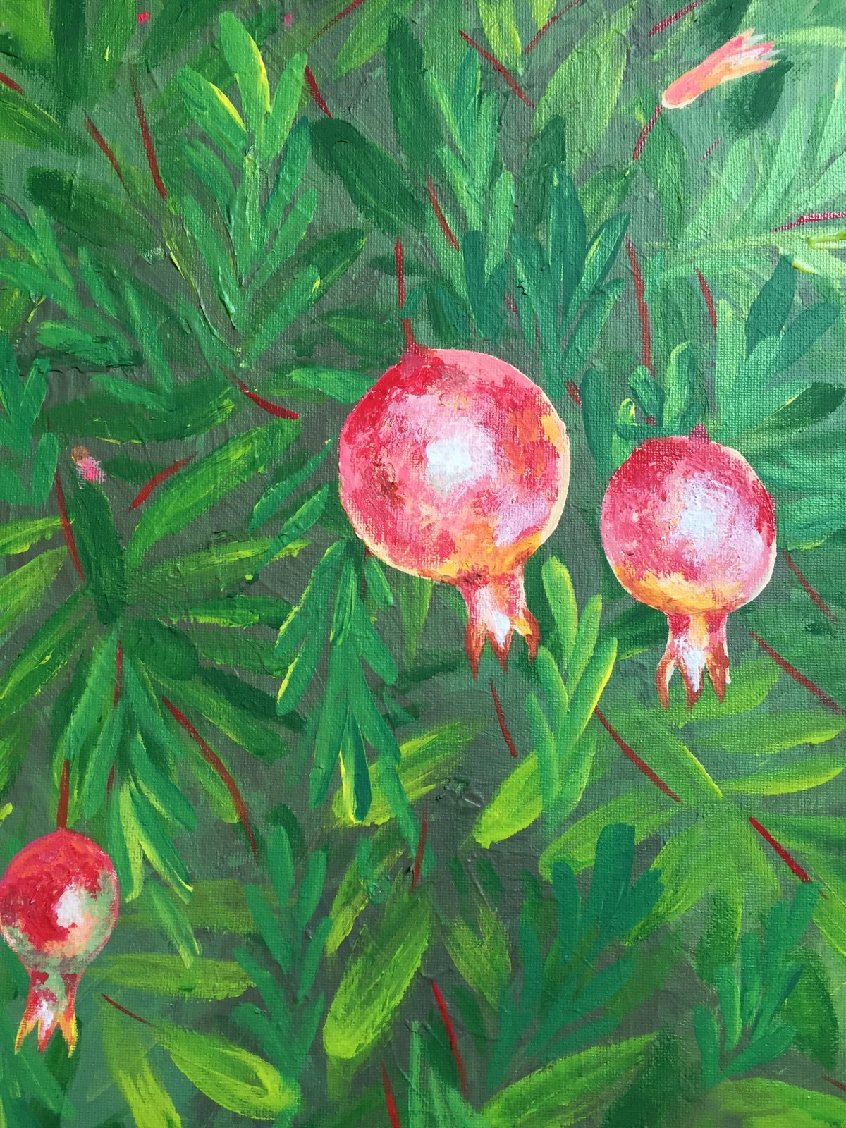 ORIGINAL HANDMADE ACRYLIC POMEGRANATE TREE PAINTING