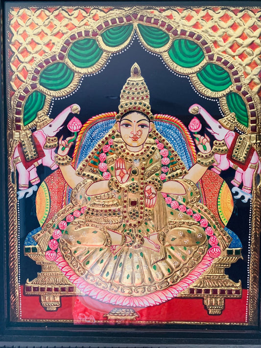 ORIGINAL HANDMADE TANJORE GOLD FOIL GODDESS PAINTING