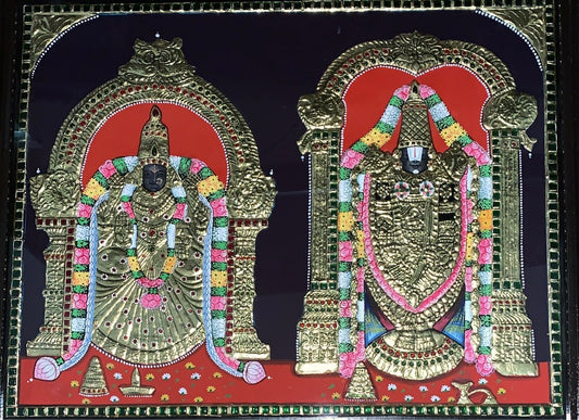 ORIGINAL HANDMADE TANJORE GOLD FOIL GODDESS PAINTING