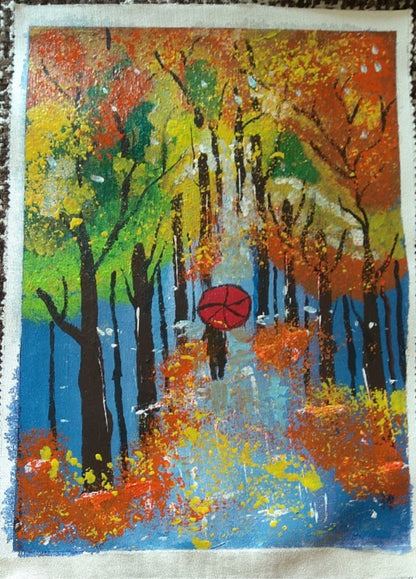 Original Handmade Rainy evening Acrylic Painting