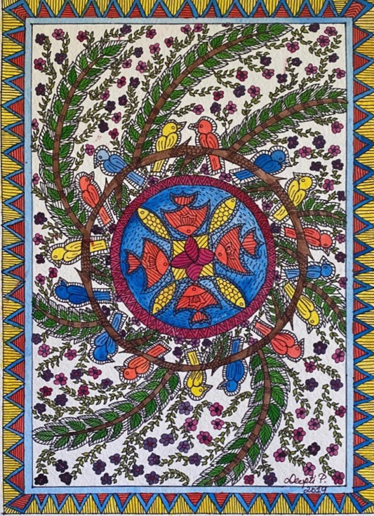 ORIGINAL HANDMADE HARMONY MADHUBANI PAINTING