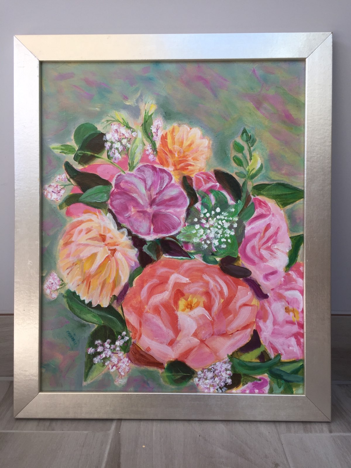 ORIGINAL HANDMADE BOUQUET OF PEONIES PAINTING