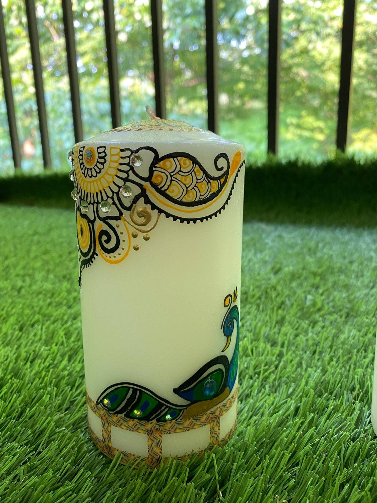 HAND PAINTED DECORATIVE WAX CANDLE