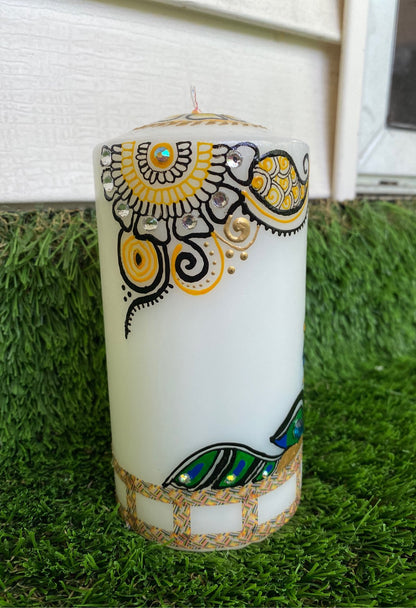 HAND PAINTED DECORATIVE WAX CANDLE