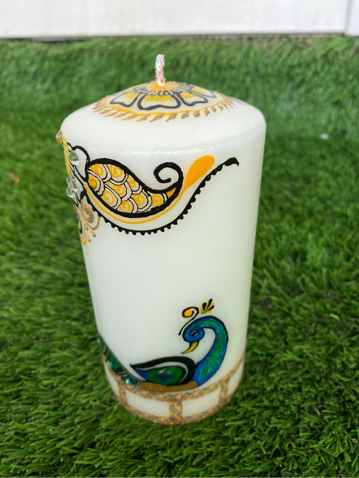 HAND PAINTED DECORATIVE WAX CANDLE