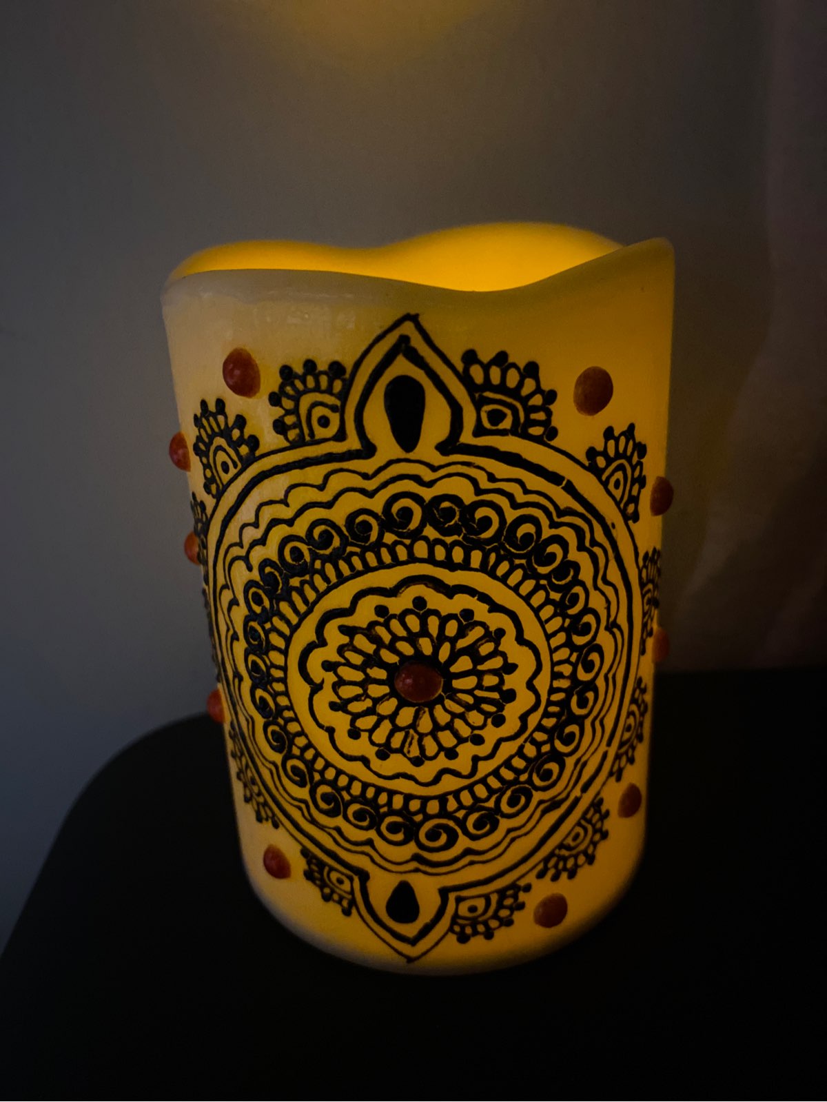 HAND PAINTED HENNA ART LED CANDLE