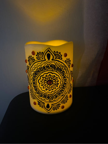 HAND PAINTED HENNA ART LED CANDLE