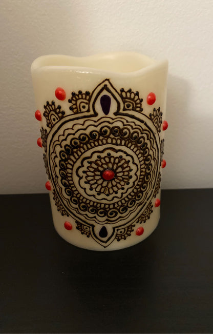 HAND PAINTED HENNA ART LED CANDLE