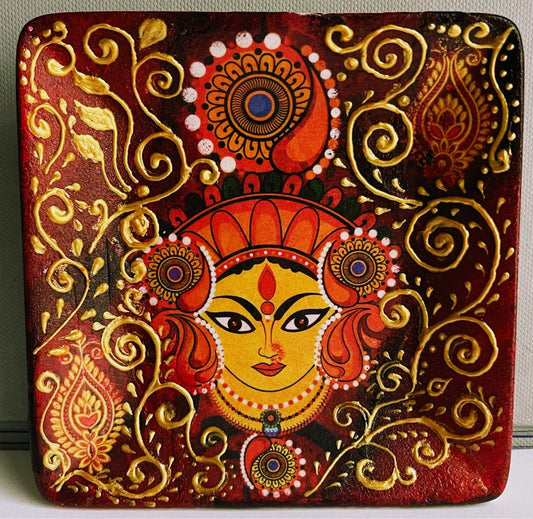 HANDPAINTED DECOUPAGE DURGA MAA PLATE