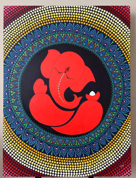 ORIGINAL HANDMADE GANESHA MANDALA PAINTING