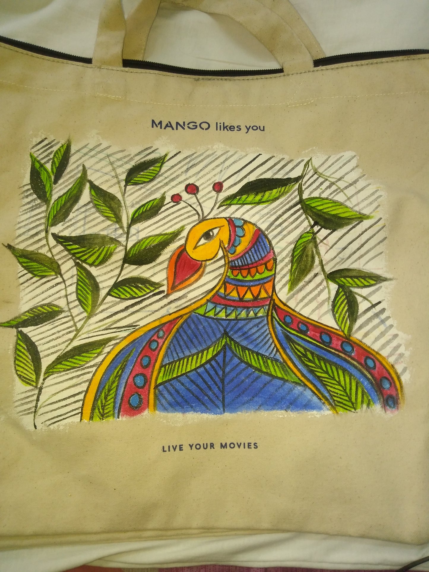 ORIGINAL HAND PAINTED MADHUBANI TOTE AND TEE COMBO